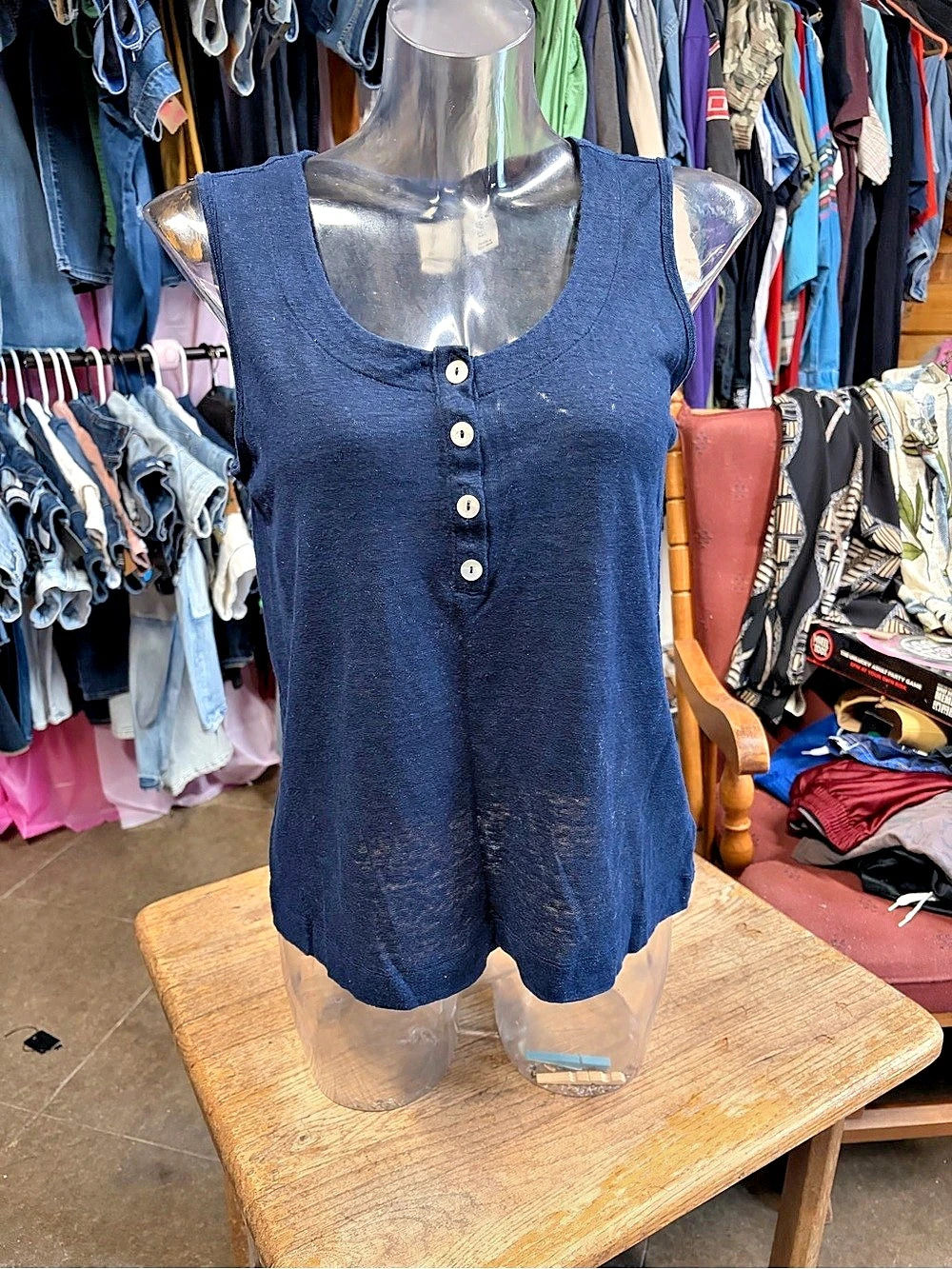 joie Linen Tank Top in Blue Size Small